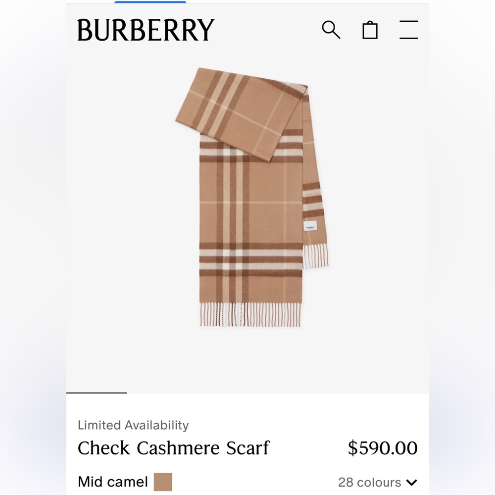 burberty check cashmere scarf